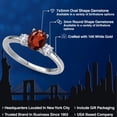 thumbnail image 2 of Gem Stone King 14K White Gold Red Garnet and White Created Sapphire Engagement Ring for Women | 1.13 Cttw | Oval 7X5MM | Gemstone January Birthstone | Size 8, 2 of 6