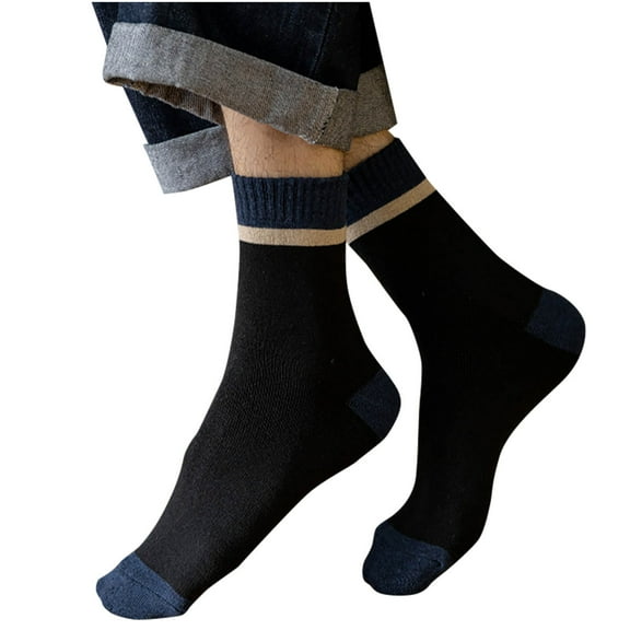 JUUYY Cushion Crew Sock for Men - Comfortable Cotton Socks - Moisture-Wicking Socks - (1 Pair) Black Free Size