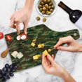 thumbnail image 4 of Camo Cutting Board, Grunge Graphic Camouflage Summer Theme Armed Forces Uniform Inspired Dark, Tempered Glass Cutting and Serving Board, Wine Bottle Shape, Green Pale Green Brown, by Ambesonne, 4 of 5