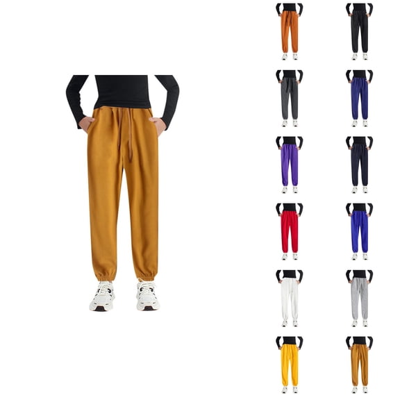 Solid Color Sweatpants Boys Girls Active Pants Jogger Sweatpants With Pockets Warm Kids Trousers Casual Solid Pants Kids Pants