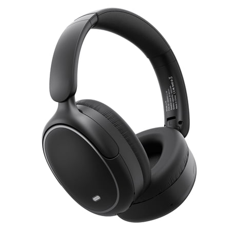 Hybrid Active Noise Cancelling Headphones -45dB, Bluetooth Headphones 5.4, Bass Boosted by 90%, 50H Playtime, ENC Clear Call, Comfort Fit Over Ear Wireless Headphone for Travel Office PC Pure Black