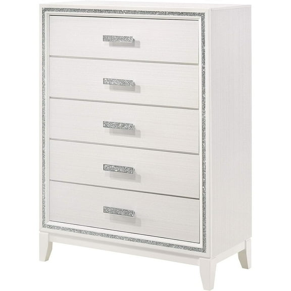White Storage Chest - Antique Style Chest of Drawers - Bedroom Dresser - Home Decor Accent Furniture