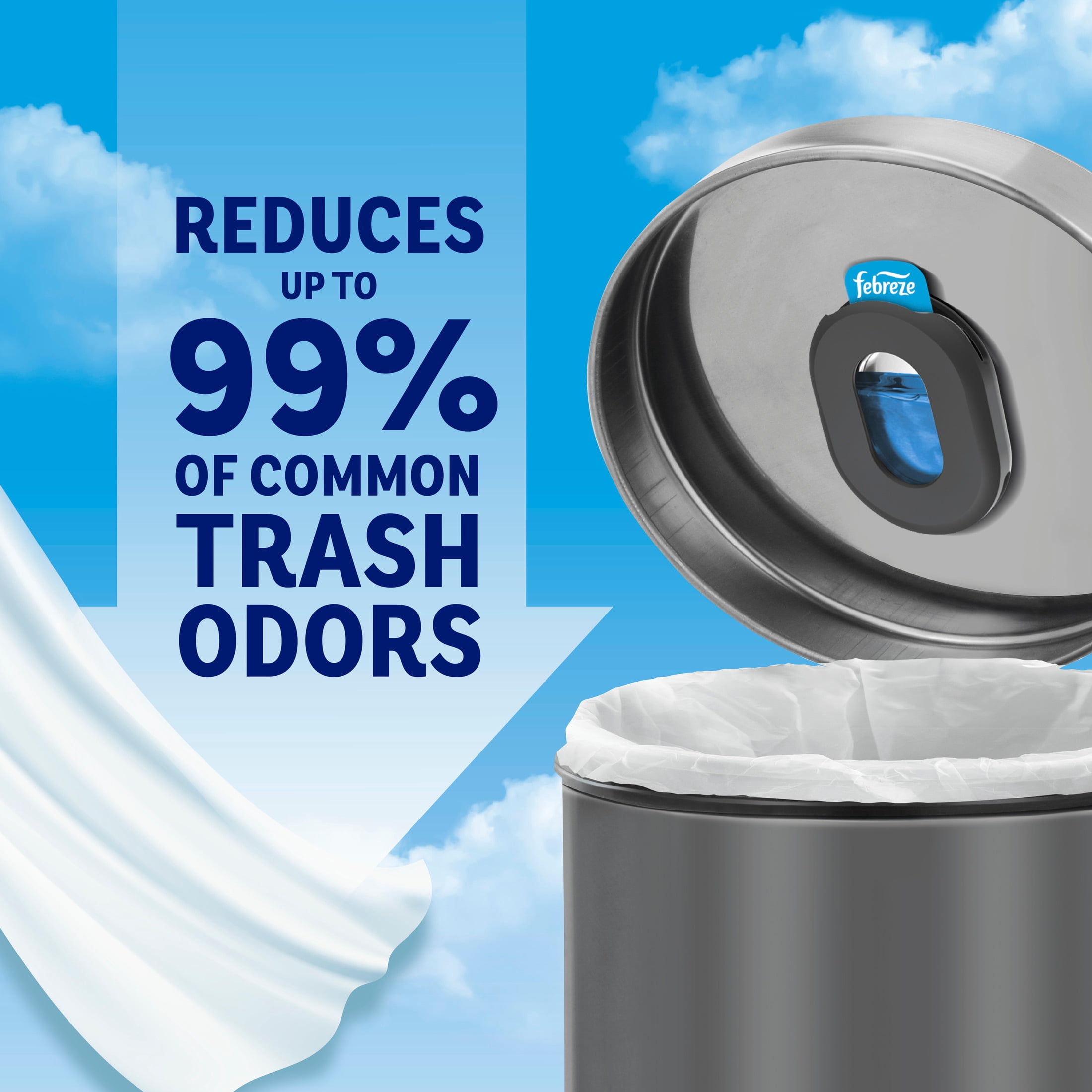 Febreze Trash Odor Fighter, Linen & Sky Scent, 1 Holder + 1 Refill