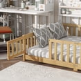 thumbnail image 4 of Bellemave Full Size Floor Beds with Door, Wood Montessori Bed with Fence Railings & Support Slats, No Box Spring Needed (Natural), 4 of 8