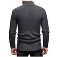 thumbnail image 3 of Men's Turtleneck Sweater Long Sleeve Solid Classic Cable Knit Pullover Top Dark Gray 2XL, 3 of 4