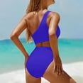 thumbnail image 4 of One Piece Bathing Suit for Women One Shoulder Swimsuit Tummy Control Cutout Padded Swimwear Royal Blue S, 4 of 5