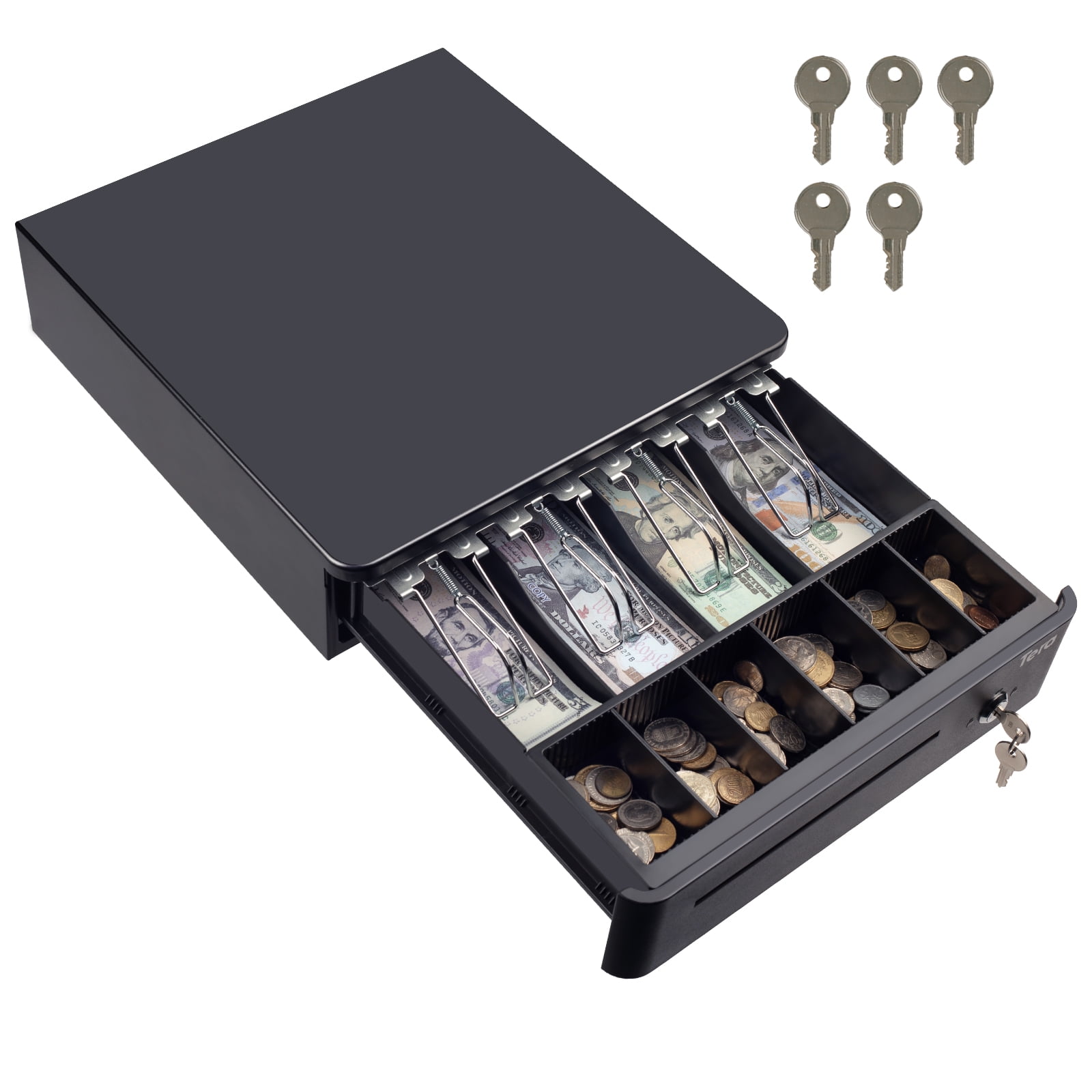 Tera 13" Auto Open Cash Register Drawer Heavy Duty with Micro Switch Fully Removable Insert Tray