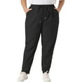 thumbnail image 2 of DARING DIVA Women's Plus Straight Leg Elastic Loose Pockets Trousers Black 1X, 2 of 6