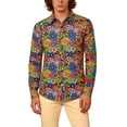 thumbnail image 2 of CONZONE Mens 70S Disco Buttons Down Shirts Long Sleeve Hippie Shirts for Men Trendy Floral Graphic Lapel Soft Lightweight Tops, 2 of 8
