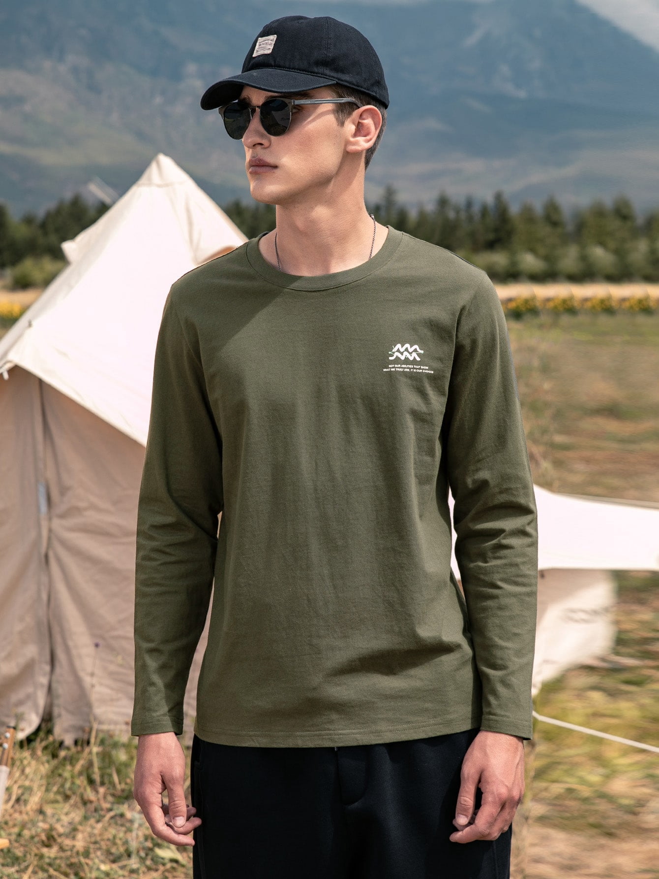 Men Slogan Graphic Tee Casual 