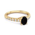 thumbnail image 2 of Solitaire 1.50 Ctw Black Spinel 925 Sterling Silver Gold Vermeil Floating Halo Bridal Women Valentines Day Gifts Ring, 2 of 3