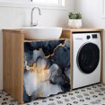 thumbnail image 3 of Marble Black Cabinet Curtain 35"Wx35"L, Dustproof Under Sink Skirt with Self Adhesive Tape, Ink Painting Art Modern Abstract Cabinet Curtain Cover for Kitchen Sink, Bathroom Vanity, Laundry Room, 3 of 9