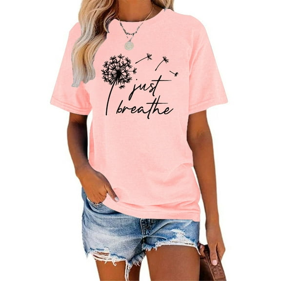 XCHQRTI Dandelion Tshirt Women Graphic Tees Casual Short Sleeve Christian Shirts