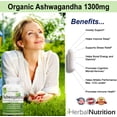 thumbnail image 3 of Ashwagandha Organic 1300mg Extra Strength One Bottle 60 Capsules, 3 of 7