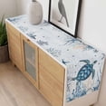 thumbnail image 4 of Summer Sea Turtle Table Runner - 120 Inch Long, Kitchen Dining Table Runner Dresser Scarves, Vintage Ocean Coastal Coral Flower Farmhouse Decor for Coffee Tables Wedding Party Banquet, 4 of 8