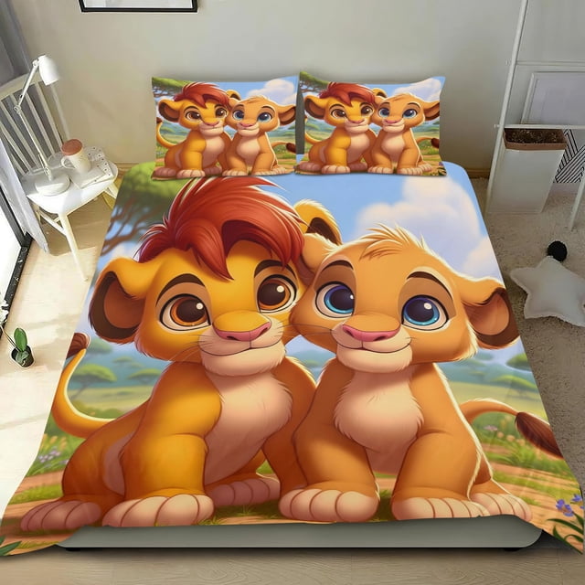 Rey León, Simba Conjunto de sábanas temático, trío de piezas, cómodo y amigable con la piel, diseño único, regalo de decoración para el hogar para familiares, amigos y fans,173cm *218cm