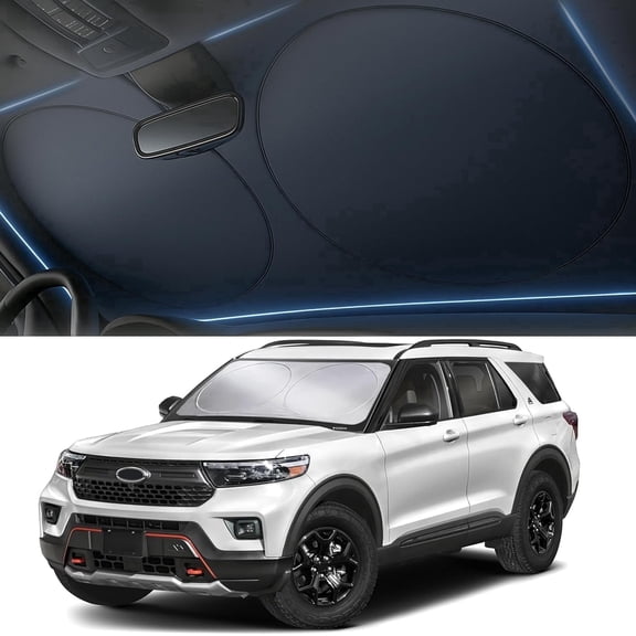 Car Windshield Sun Shade 64", 280T Reflective UV Heat Shield, Foldable Front Window Sunshade with Storage Bag, Universal Fit