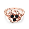 thumbnail image 2 of Gem Stone King 0.88 Ct Round Black Onyx White Created Sapphire 18K Rose Gold Plated Silver Ring (Size 6), 2 of 3