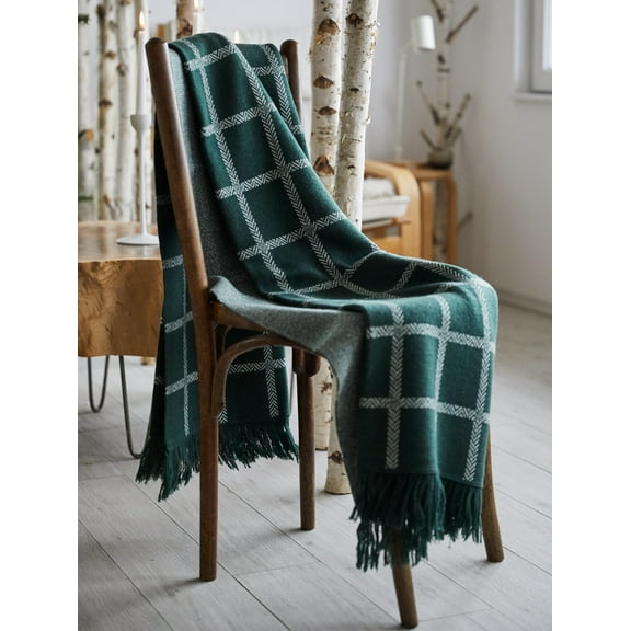 SAOL 100% Premium Merino Wool Throw Blanket Super Soft Knit Perfectly 75" x 57" Fringe Ends from Ireland