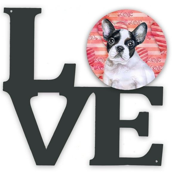 French Bulldog Black White Love Metal Wall Artwork LOVE