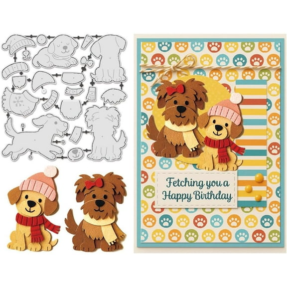 Animal Dog Cutting Dies for Card Making Animal Die Cut Metal Pet Cutting Die for Notebook Scrap Booking Birthday Dies Stencil DIY Embossing Paper Album Craft Decor