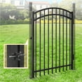 thumbnail image 4 of CAPHAUS Heavy Duty Arched Decorative Fence Gate, 5FT Height x 4FT Width Outdoor Fence Gate, Outdoor Anti-Rust Metal Steel Gate for Fencing Barrier, Garden Gate with Gate Lock, 4 of 9
