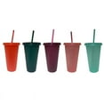 thumbnail image 2 of 5PCS Straw Coffee Cup Plastic Tumbler with Straw And Lid Reusable Water Juice Cup for Party Straw Cup Christmas Gifts Coffee Mug, 2 of 4