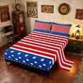 thumbnail image 2 of Manfei Patriotic Star Stripe Bed Sheets, American Flag Full Size Sheets, Navy Blue White Red, Navy Reversible 4 Pieces (1 Flat Sheet, 1 Fitted Sheet and 2 Pillowcases), 2 of 6