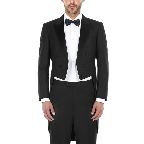 Men's Classic Fit 2-Piece Peak Lapel Full Dress Tailcoat Tuxedo Suit
