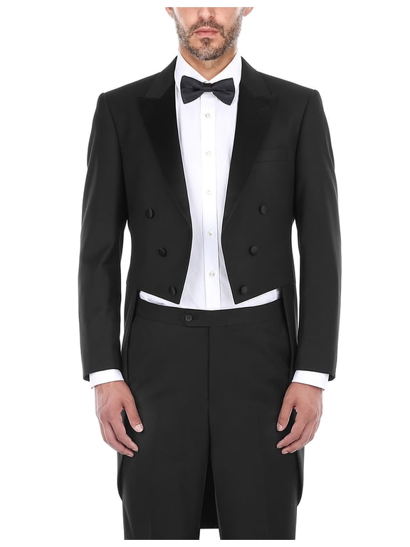 Men's Classic Fit 2-Piece Peak Lapel Full Dress Tailcoat Tuxedo Suit
