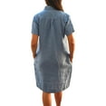 thumbnail image 2 of XXLvision Womens Plus Size Cotton Linen Short Sleeve Pockets T-Shirt Mini Dress, 2 of 4