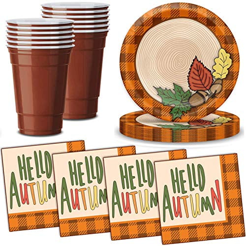 Fall Harvest Party Supplies for 32 Plates, Napkins, Cups