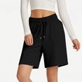 thumbnail image 6 of Womens Summer Shorts with Pockets Elastic Waisted Drawstring Sweatshorts Loose Casual Lounge Long Shorts (XL, Black), 6 of 6