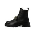 thumbnail image 3 of STEVE MADDEN Womens Black Chain Cleo Round Toe Block Heel Leather Boots Shoes 10 M, 3 of 4