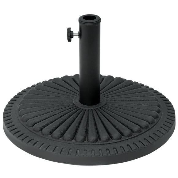 Outsunny 33 lbs Patio Umbrella Base Stand, Round Cement Parasol Holder for Outdoor, Patio, Garden, Beach, Fits Φ1.4", Φ1.5" and Φ 2" Pole, Black