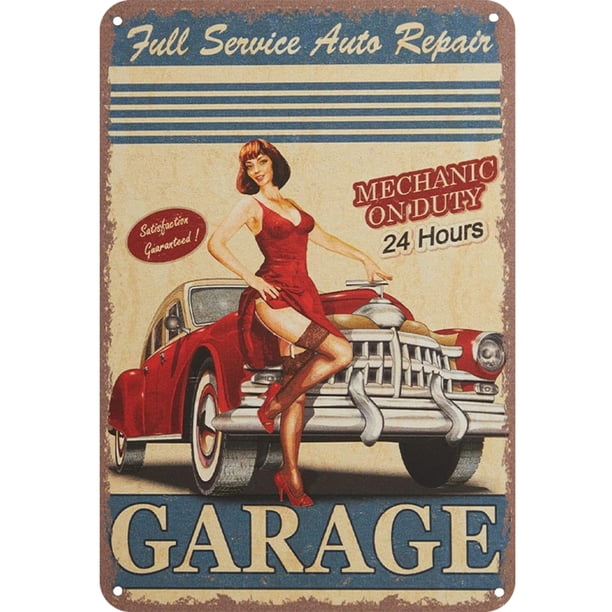Placa Metal Vintage Belleza Y Coches Pared Pintura Hierro Rectangular 20x30cm