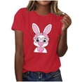 thumbnail image 2 of Mifsaly Easter tops for Women Short Sleeve Crewneck Cotton T-Shirts Bunny with Pink Heart Glasses and Bow Graphic Lightweight Breathable Versatile Summer Tees M, 2 of 6