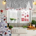 thumbnail image 5 of Grey Christmas Curtain Valances for Windows, Kitchen Valance Window Treatments Panel 2 Pack, Snowflake Winter Xmas Tree Rod Pocket Short Curtains for Bathroom Bedroom 60 x 18 Inch, 5 of 8