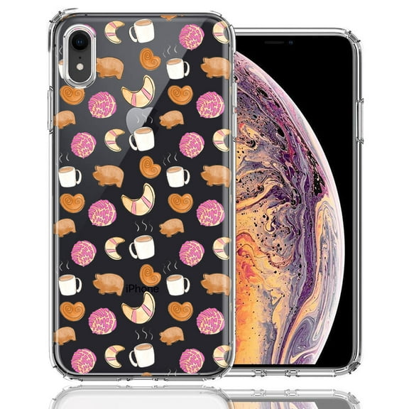 MUNDAZE for Apple iPhone XR Mexican Pan Dulce Cafecito Coffee Concha Polka Dots Double Layer Phone Case Cover