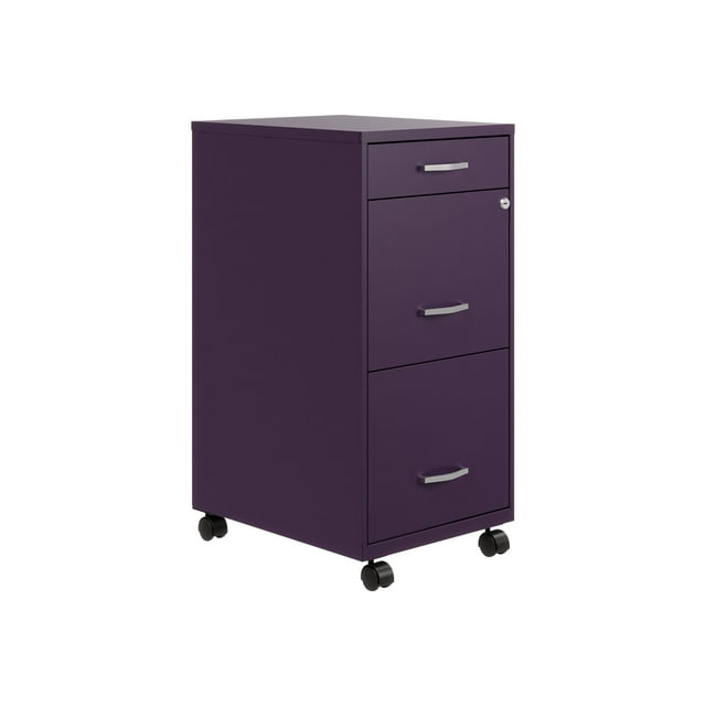 Solutions pour l'Espace Classeur Mobile en Métal 18 Po P 3 Tiroirs Violet Minuit