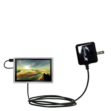 Gomadic Intelligent Compact AC Home Wall Charger suitable for the Visual Land Impulse VL-906 - High output power with a convenient, foldable plug desi