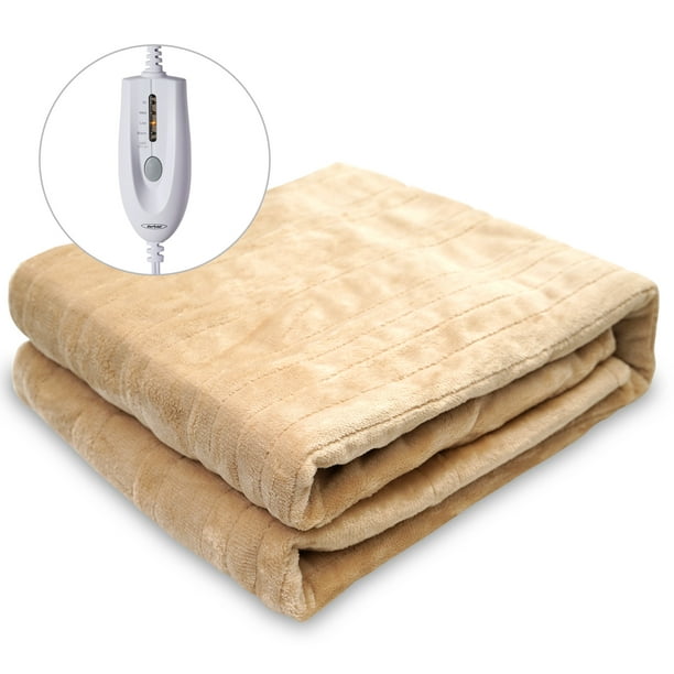 Superjoe Electric Throw Heated Blanket, DoubleLayer Flannel, 4 Heat