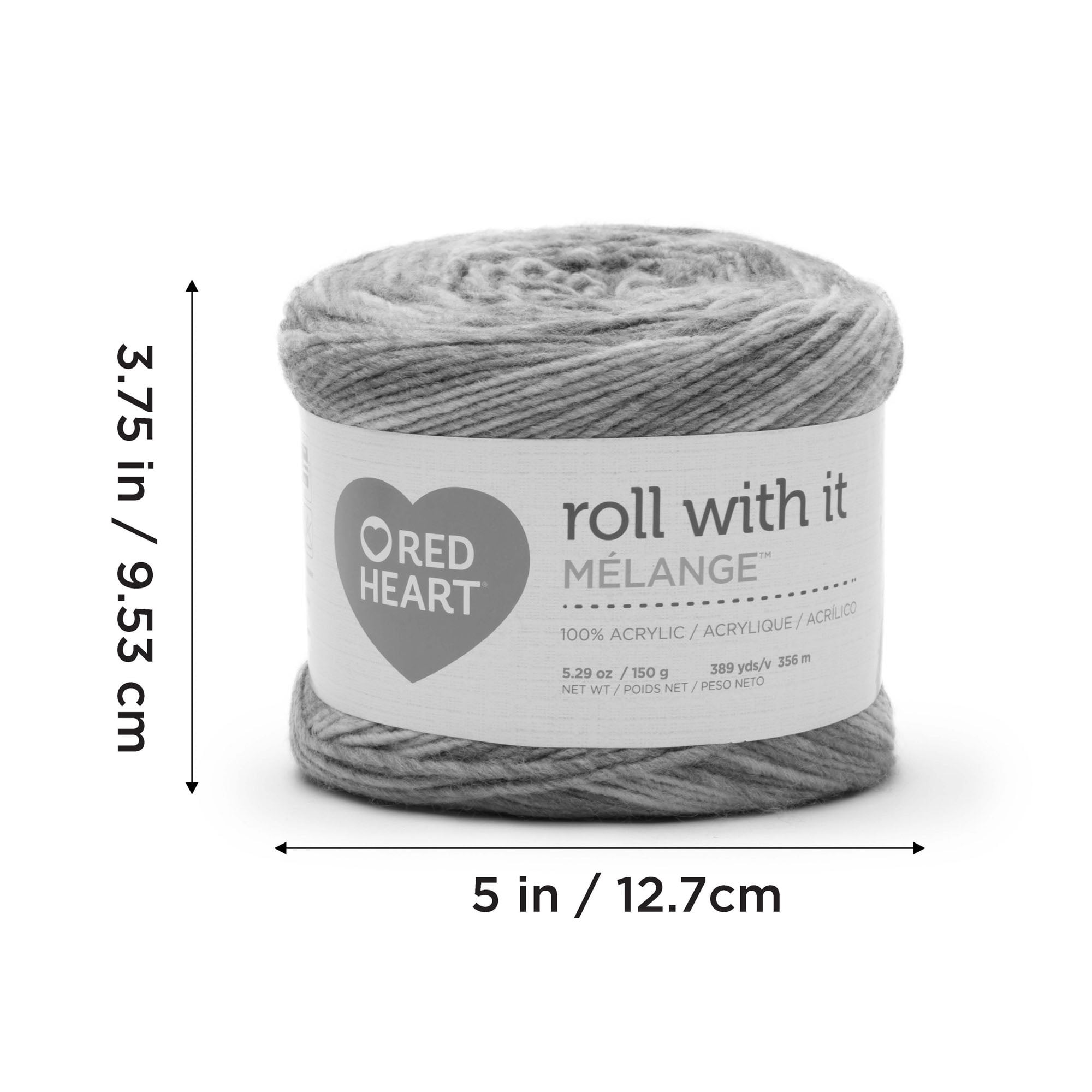 Red Heart® Roll with it melange™ #4 Worsted (Medium) Acrylique Fil, 5.29oz/150g 389 Yards Red Heart Roll with it melange fil