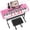 Pink, variant on Redsmile 61 Key Piano Keyboard with Lighted Keys Stand Bench Microphone Headphone and Built-in Speakers for Beginners, Pink