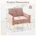 thumbnail image 3 of Costway Modern Velvet Accent Chair with Button Tufted Back Golden Metal Legs & Foot Pads Pink, 3 of 8
