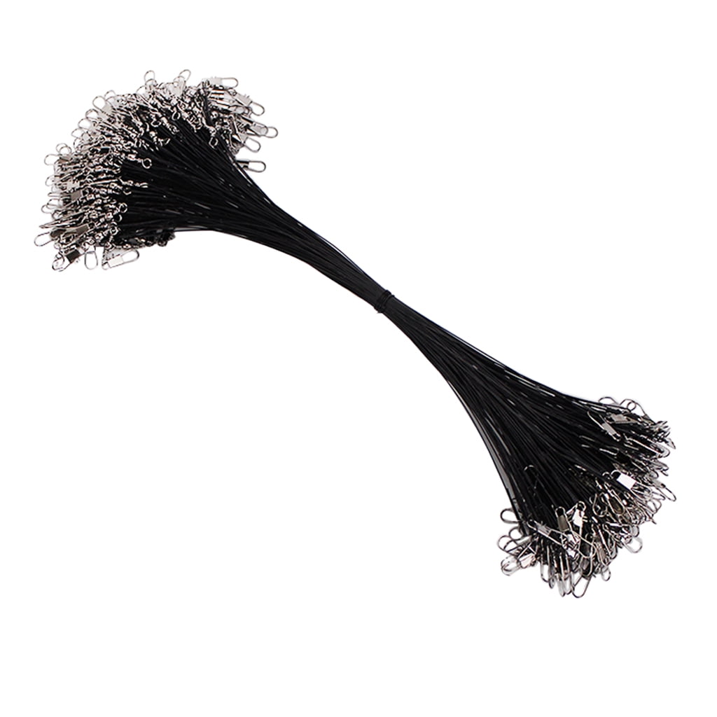 Nishiyuenyi 200Pcs 30cm Anti-Bite Fishing Wire Leader Steel Leaders Lines with Swivels