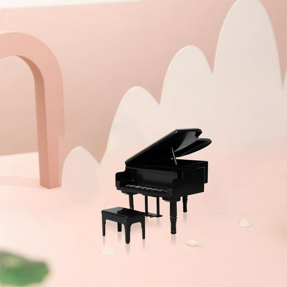 FRCOLOR  Mini House Decoration Doll Furniture Piano Toy 1:12 Scale Black