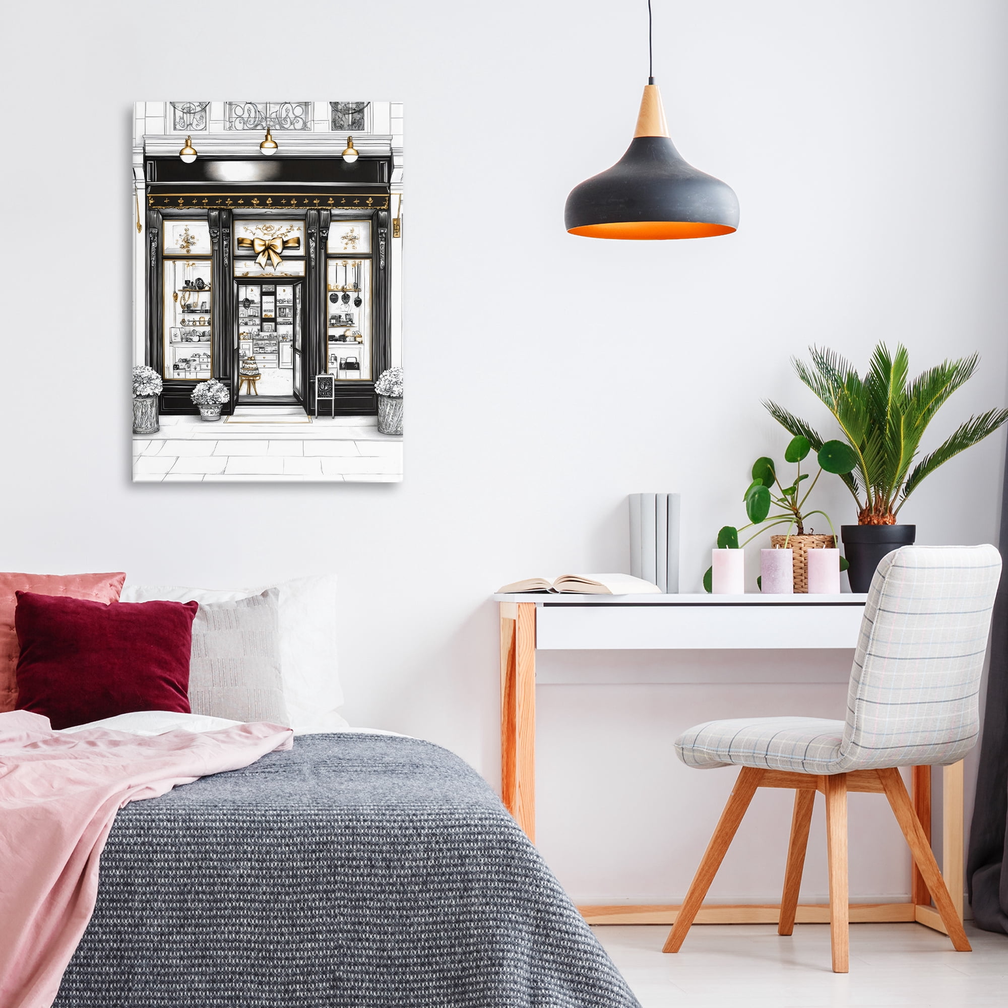 Stupell Industries Glam Paris Shop Facade Canvas Wall Art, design by Petal Prints Design