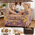 thumbnail image 4 of FKELYI Bohemian Flower Print Stretch Armchair Slipcover 2 Pcs Couch Covers Anti-Dust Furniture Protector Washable Spandex Sofa Cover with Individual Cushion Cover, 4 of 7