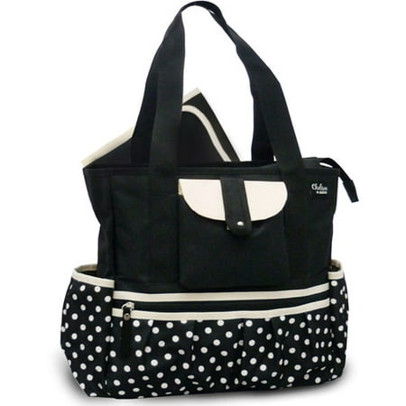 Chelsea & Main - Uptown Diaper Tote, Black and Cream Dot